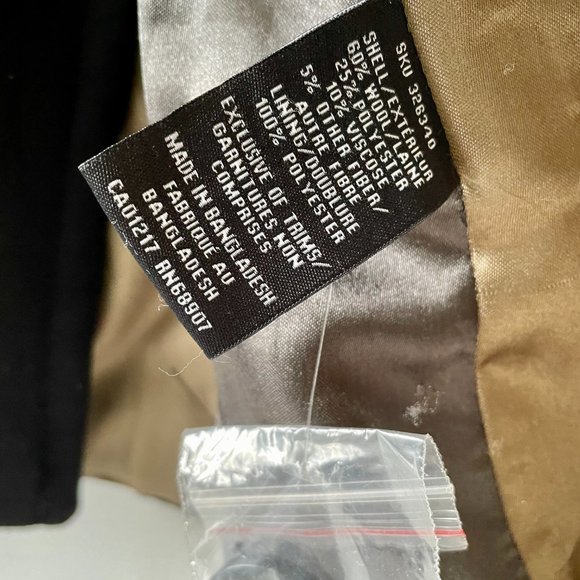 NWT Men's Large Black Wool "Pea" Coat - LeChateau - Picture 9 of 11